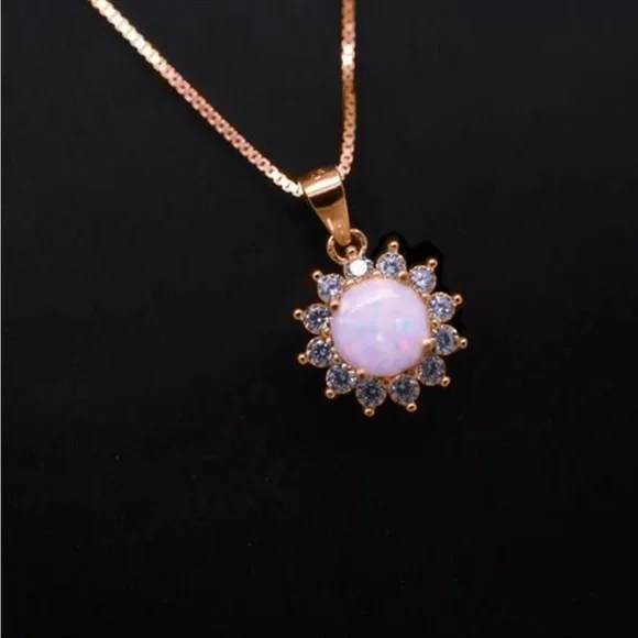 Rose Gold CZ Opal Necklace - Picture 1 of 1